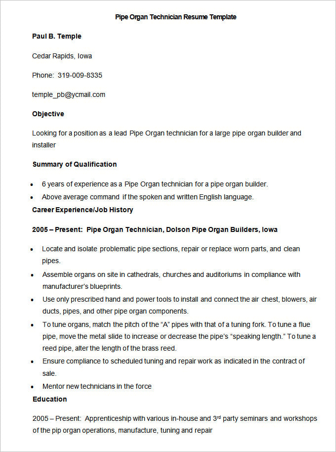 sample-pipe-organ-technician-resume-template1
