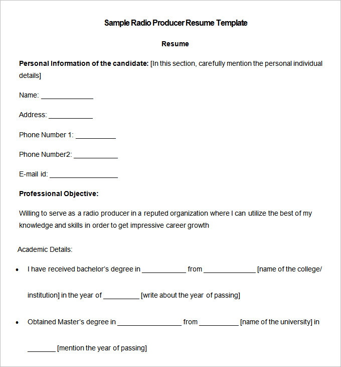 sample radio producer resume template download