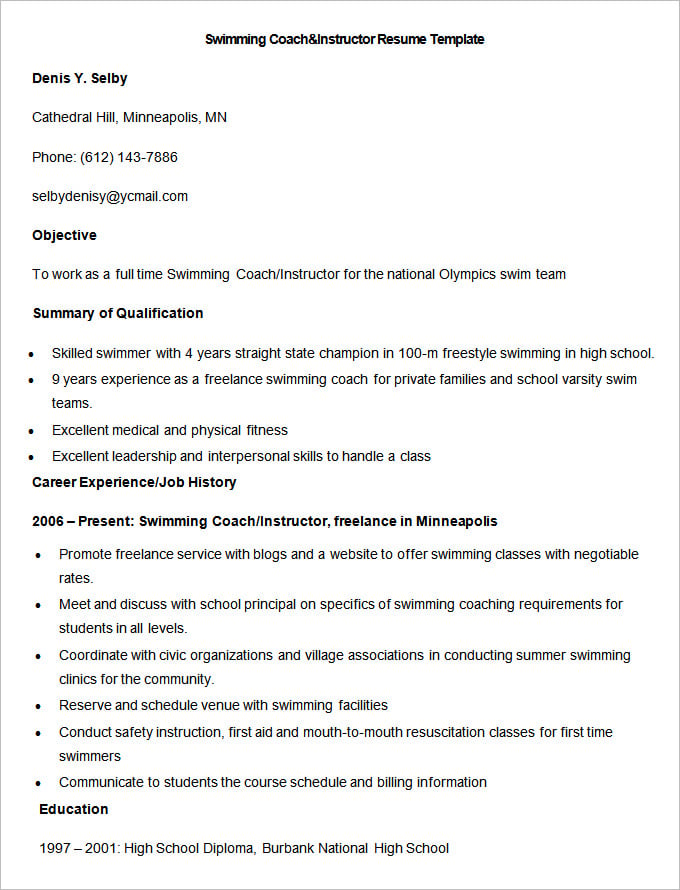 sample-swimming-coachinstructor-resume-template1