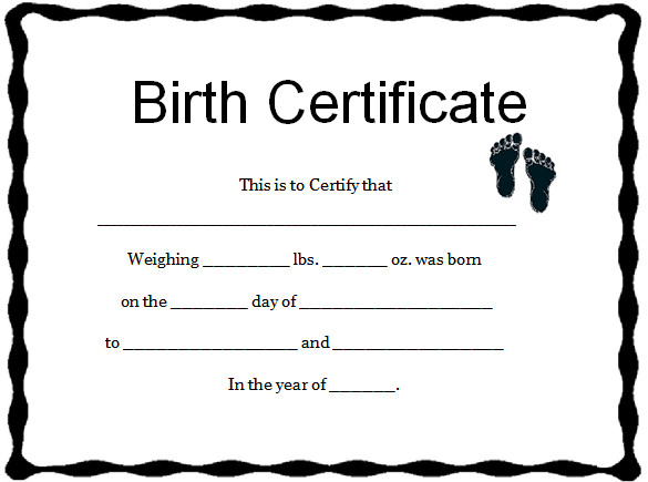 simple birth certificate template free word download