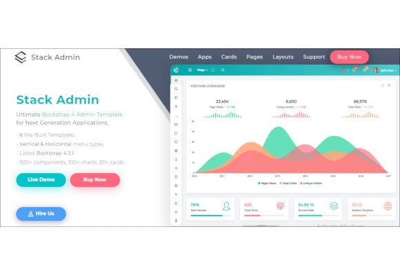 stack clean responsive bootstrap admin template