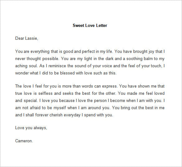 sweet love letter template