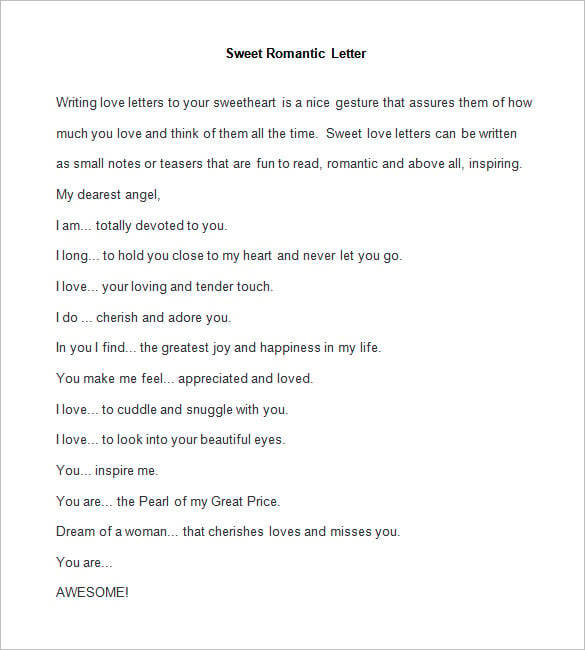 sweet romantic letter template
