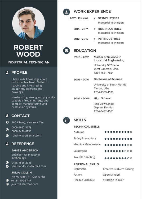 technician resume template in apple pages