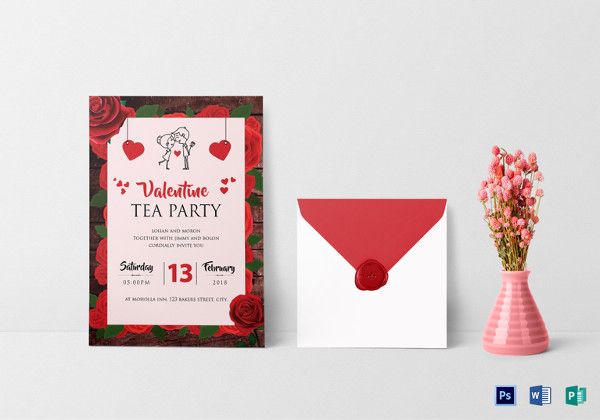 valentine tea party invitation template in publisher