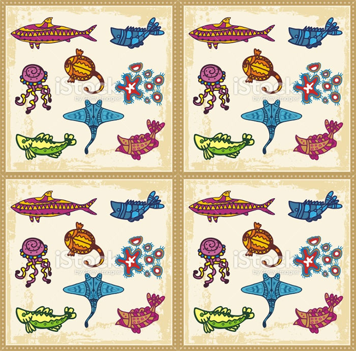 vector sea animals in australian aboriginal style