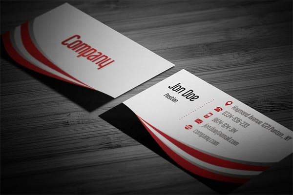 wavy black and red business card template