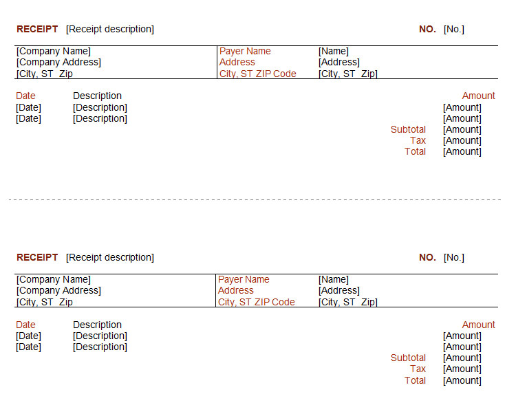 microsoft word template receipt for payment