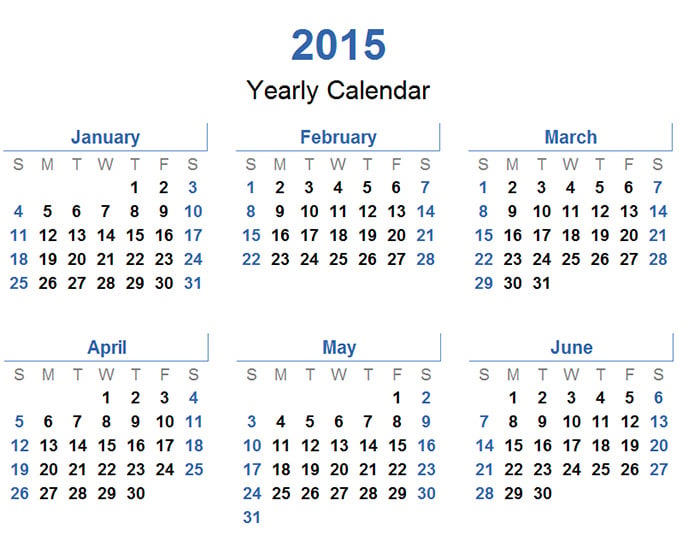 yearly calendar potrait light