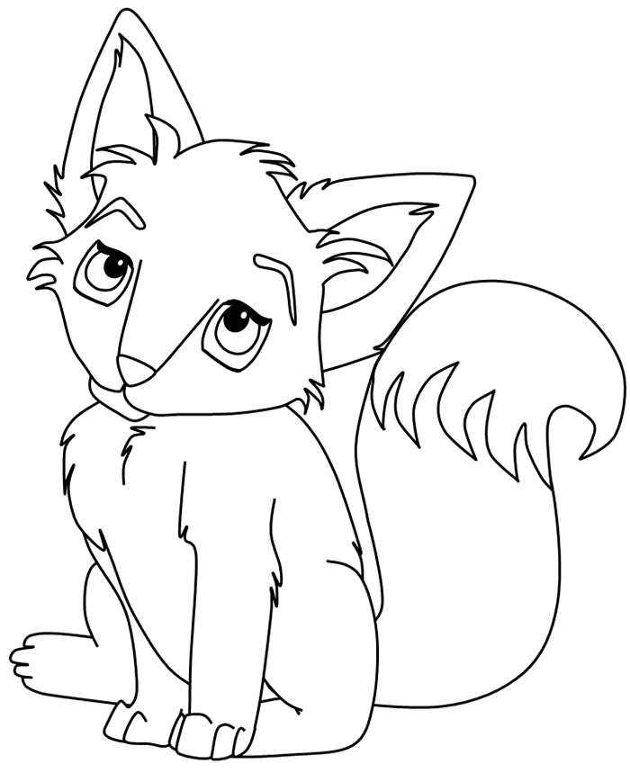 cute fox coloring page template