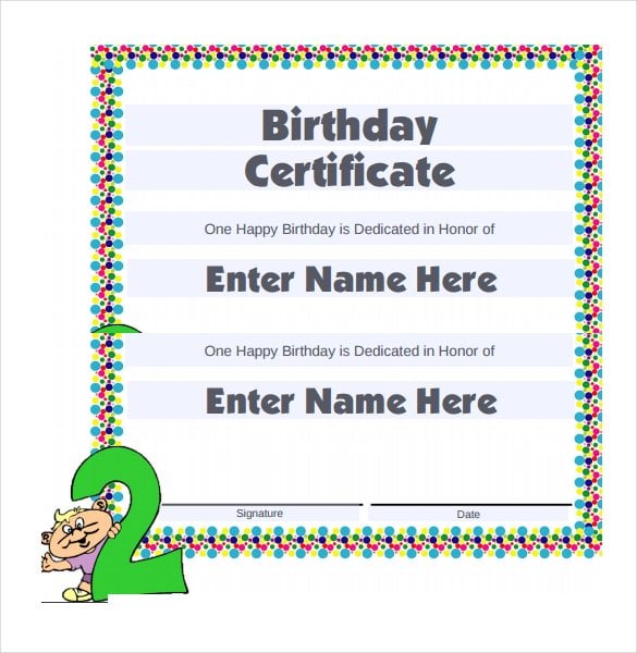 birthday certificate template