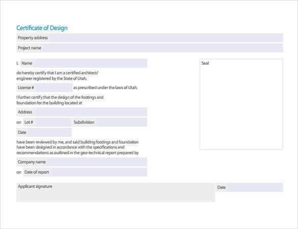 certificate of design template pdf