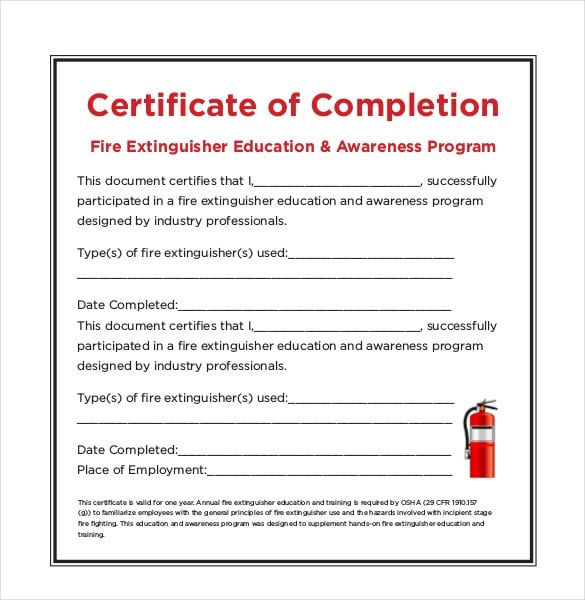 education certificate of completion