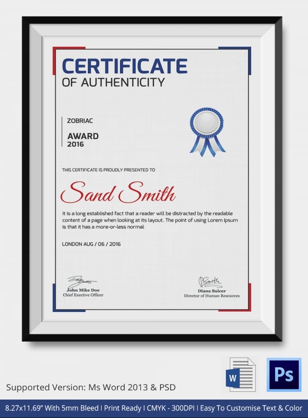 certificate of authenticity template 3200 dpi