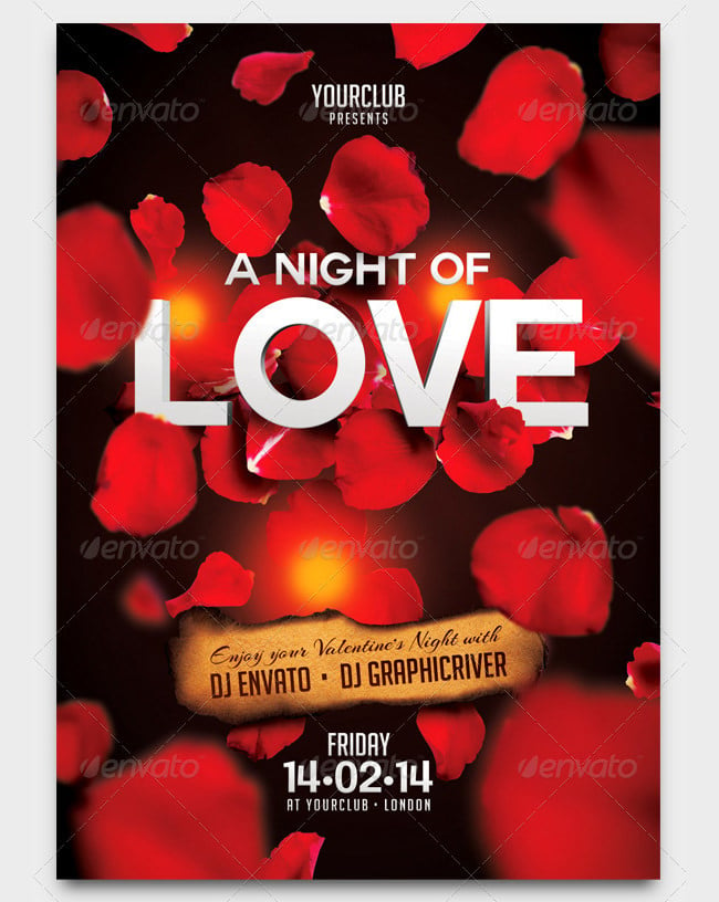 a night of love a5 flyer template psd
