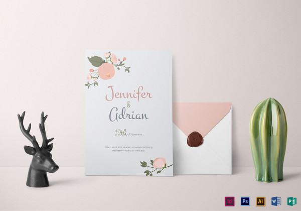 apple blossom wedding invitation template