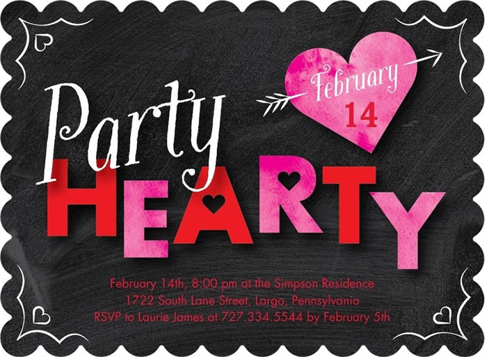 bright redvalentines day party invitations