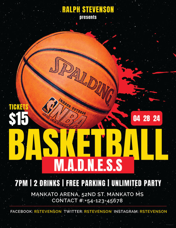 basketball madness flyer template