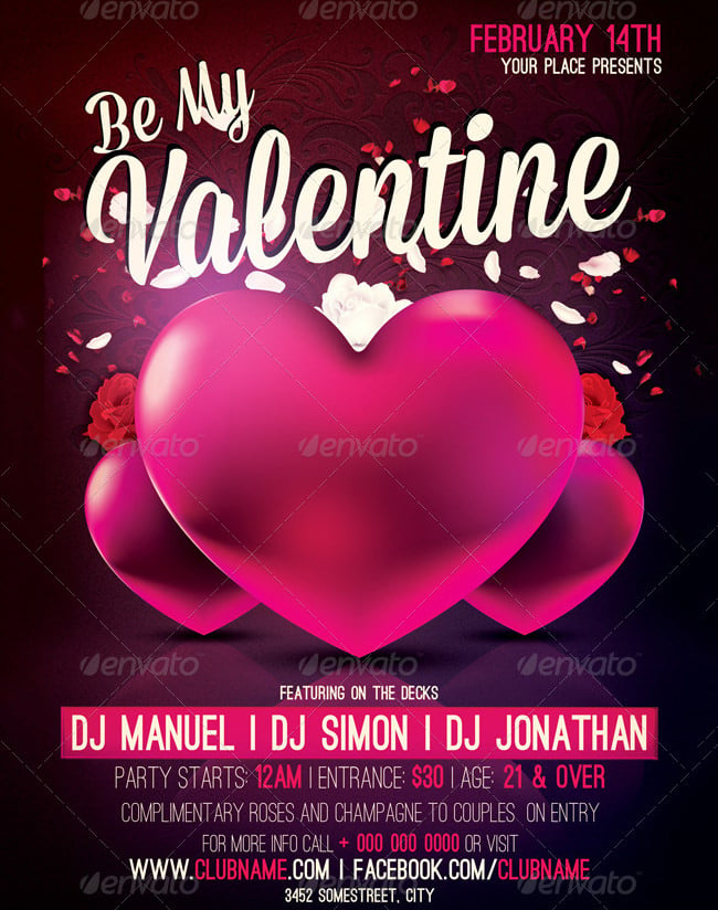 be-my-valentine-party-flyer-template