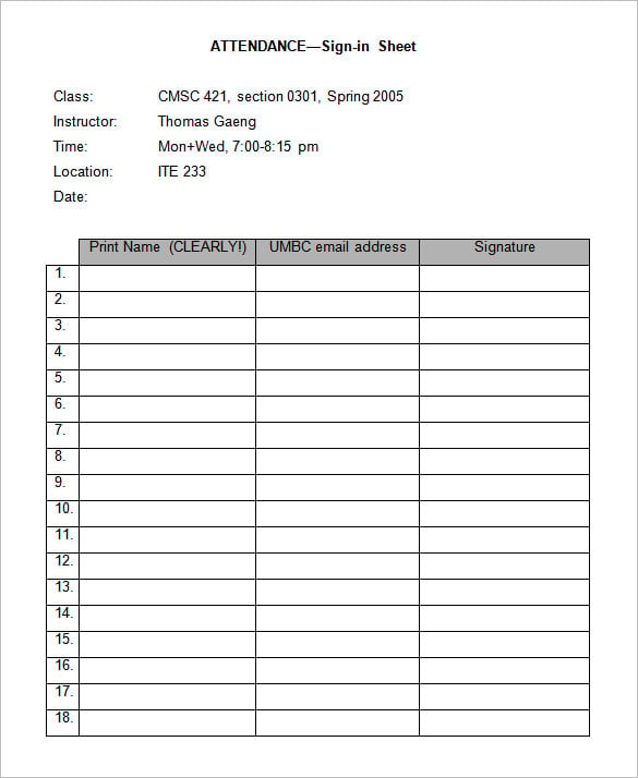 blank attendance sign in sheet download