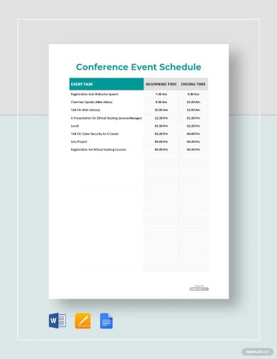 conference event schedule template