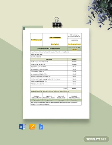 construction check payment voucher template