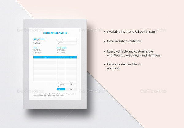 contractor invoice word template