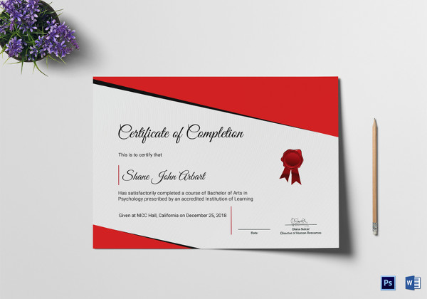 editable bachelor of arts completion certificate