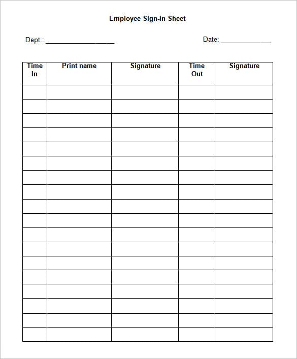 employee sign in sheet word format