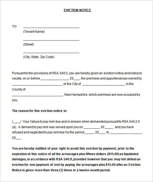 eviction notice template free doc download