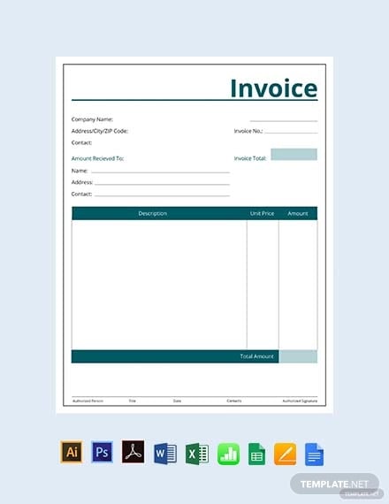 free blank commercial invoice template