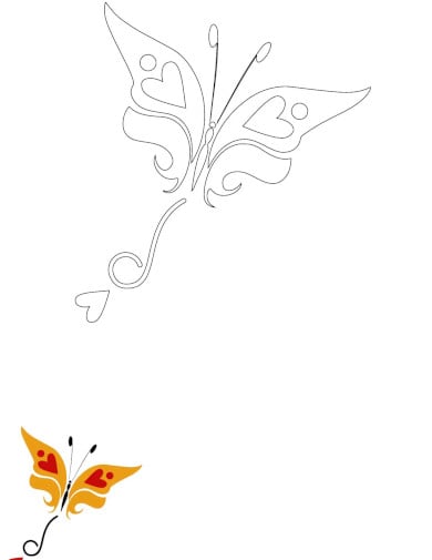 free butterfly with hearts coloring page