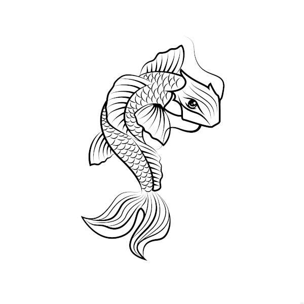 free koi fish clipart black and white template