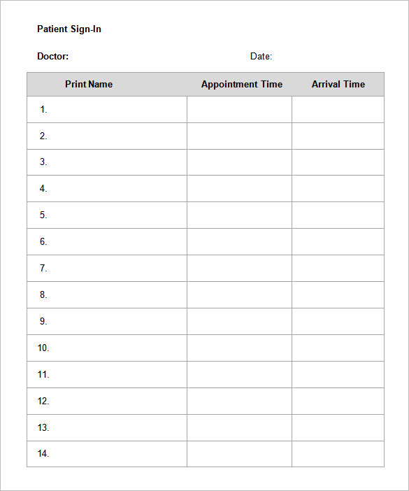 Free Sign In Sheet Template Printable