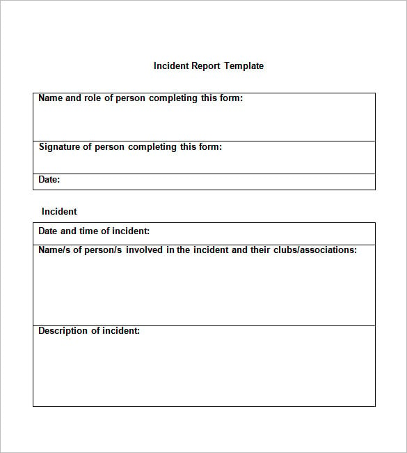 incident report sample