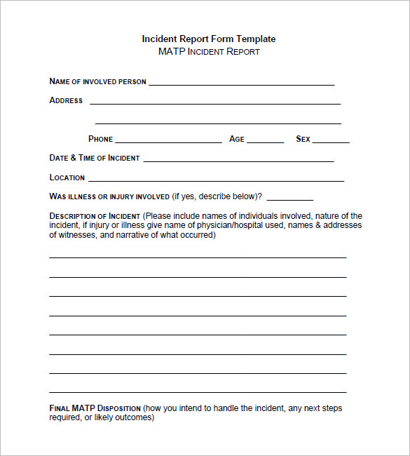 Incident Report Template Word Excel PDF Templates