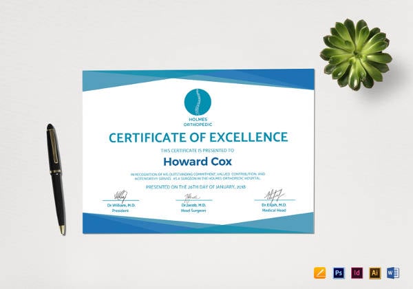 medical excellence certificate template