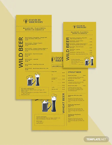 modern beer menu template