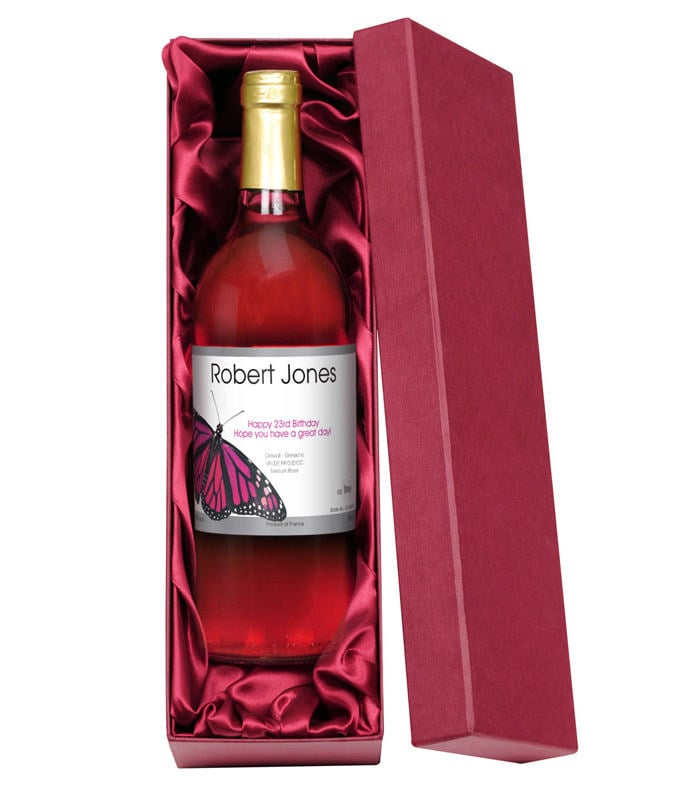 personalised bottle of rose wine