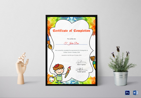 preschool diploma completion certificate psd