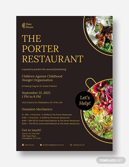 restaurant fundraising flyer template
