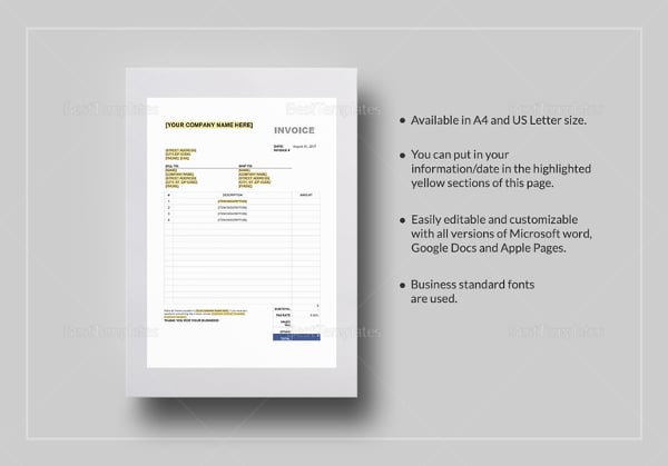 sample sales tax invoice template