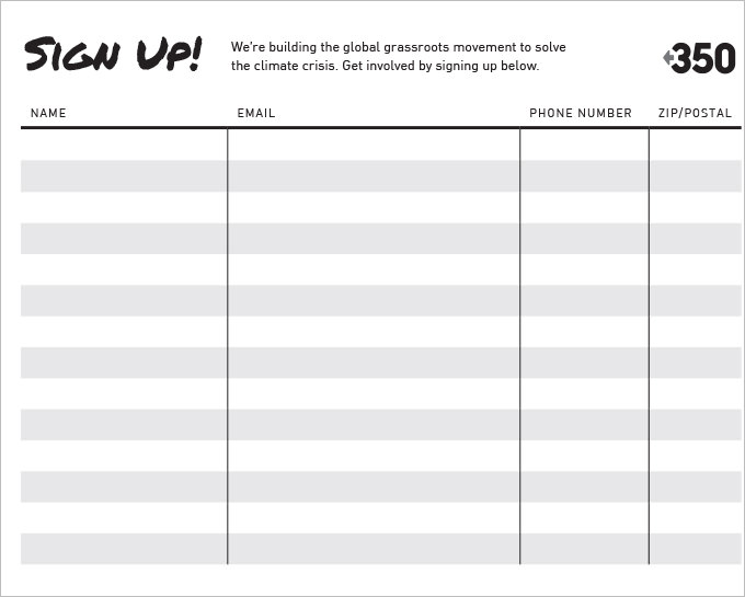 sign up sheet template free