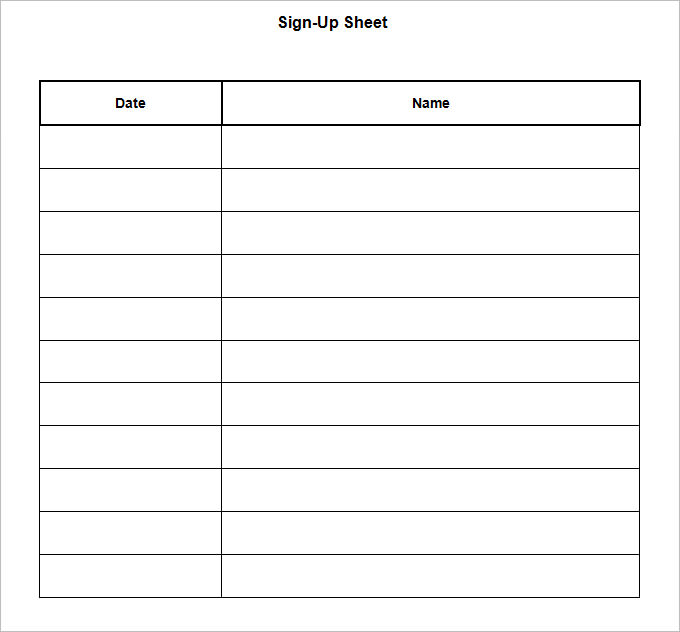 Editable Sign Up Sheet Template Word