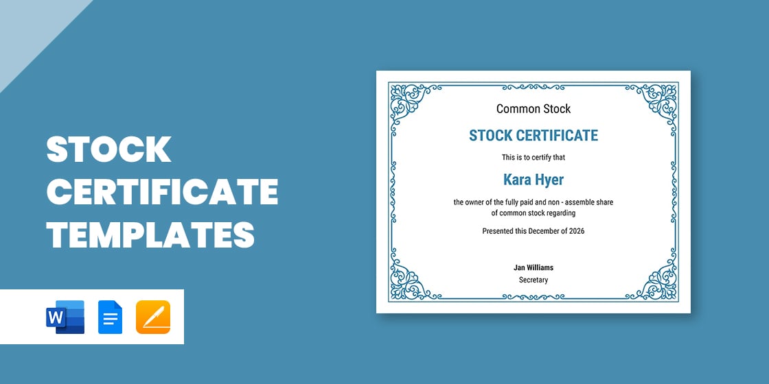 Stock Certificate Design Template in PSD, Word, Publisher, Illustrator,  InDesign
