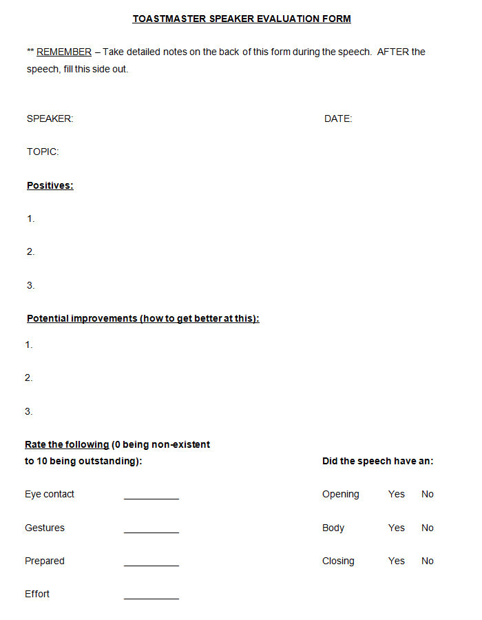 Toastmaster Script Template Toastmaster Evaluation Template – 20+ Free Word, PDF Documents Download!