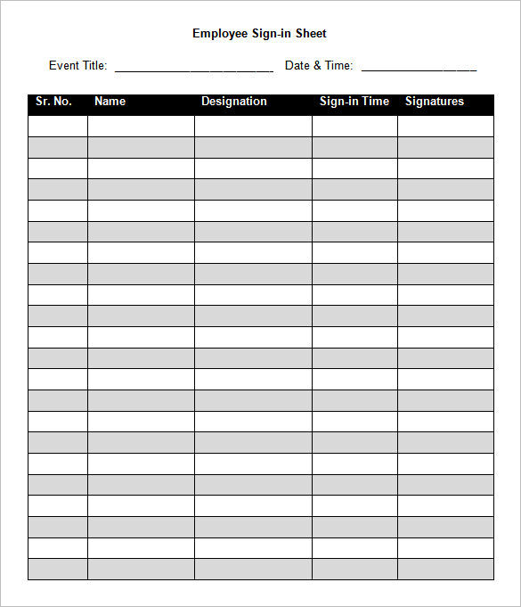 Sign In Sheet Template Excel Excel Templates