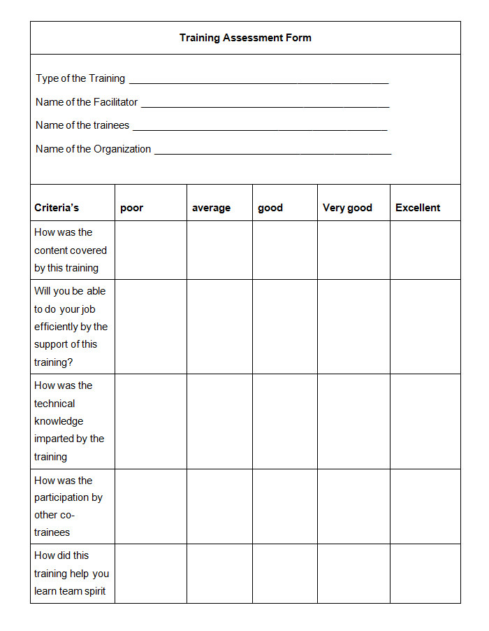 What Is A Training Evaluation Form Printable Forms Free Online