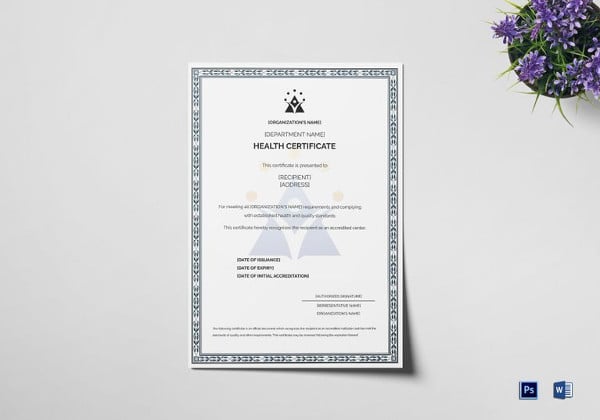 universal child health certificate word template