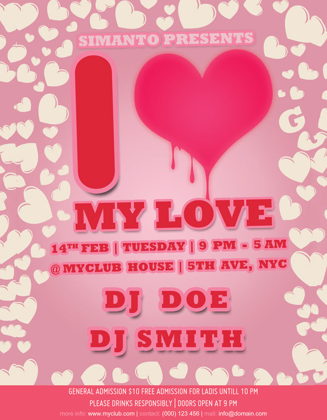 valentine day party flyer template freebie